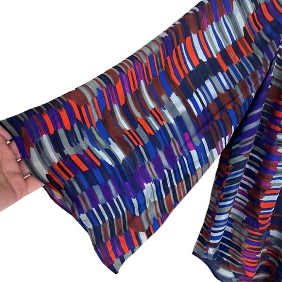 Dolce Vita Multicolor Brush Stroke Print Silk Blouse - Picture 3 of 11